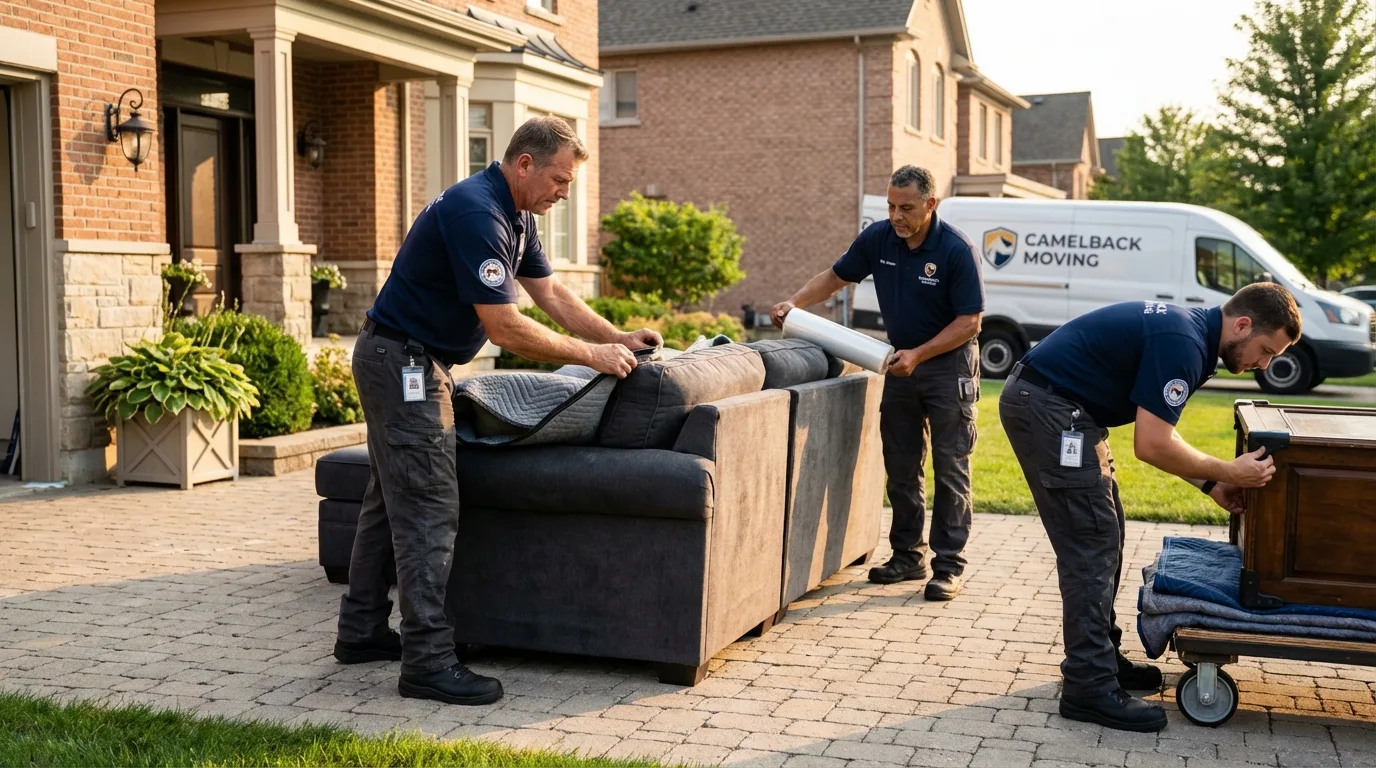Large estate moving crew wrapping furniture in Cyril, OK
